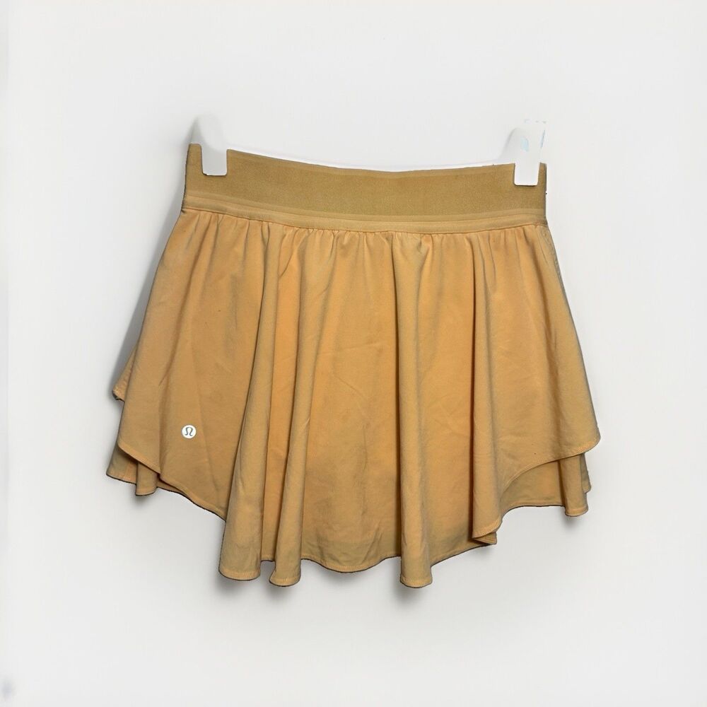 Lululemon Court Rival High Rise Skirt Long Size 6 Summer Glow Tennis Golf Skort